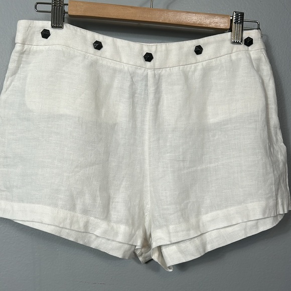 Ayres white linen short studded waist size 40 US 30” - Picture 4 of 7